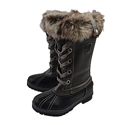Faux Fur Lined Snow Boots (Size 4) - Grey