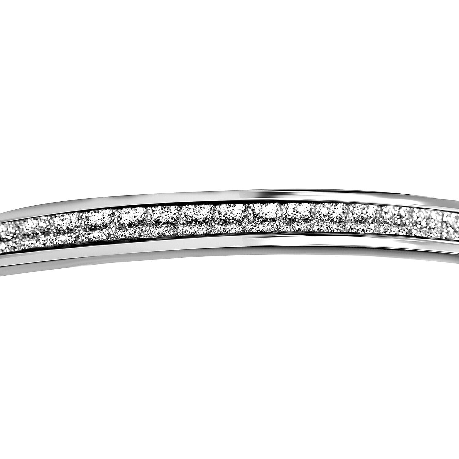 NY Close Out - Diamond Cut Tube Bangle (Size - 7.5) in Rhodium Overlay Sterling Silver, Silver Wt 5.30 Gms