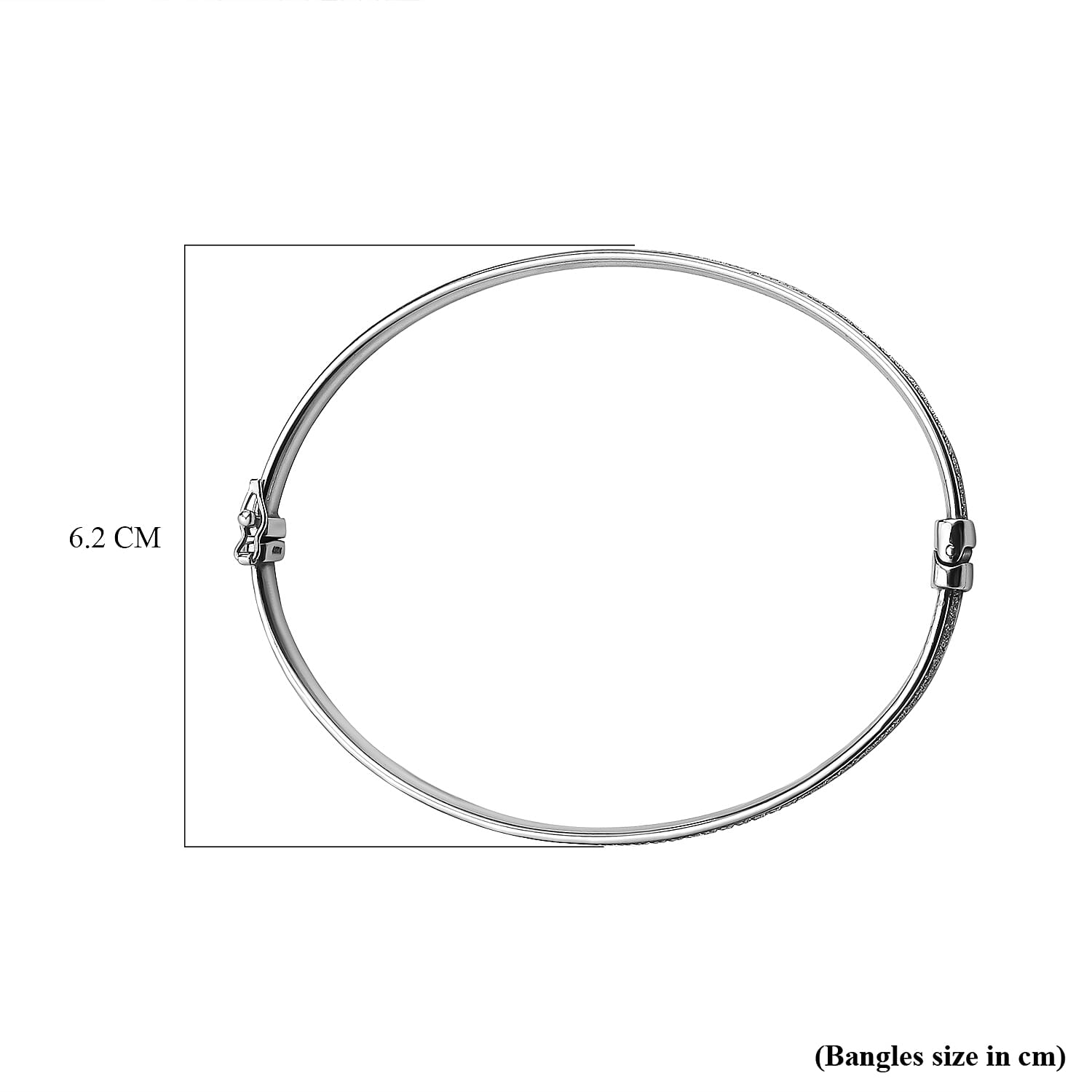 NY Close Out - Diamond Cut Tube Bangle (Size - 7.5) in Rhodium Overlay Sterling Silver, Silver Wt 5.30 Gms