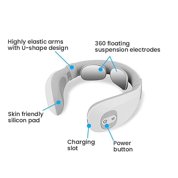 Smart Neck Massager with Remote Control & USB Cable (Size 17.2x16.5x 5.5cm) - White