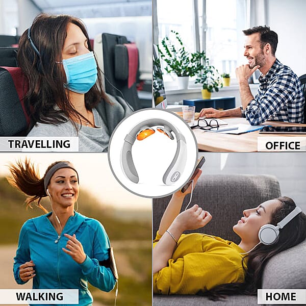 Smart Neck Massager with Remote Control & USB Cable (Size 17.2x16.5x 5.5cm) - White