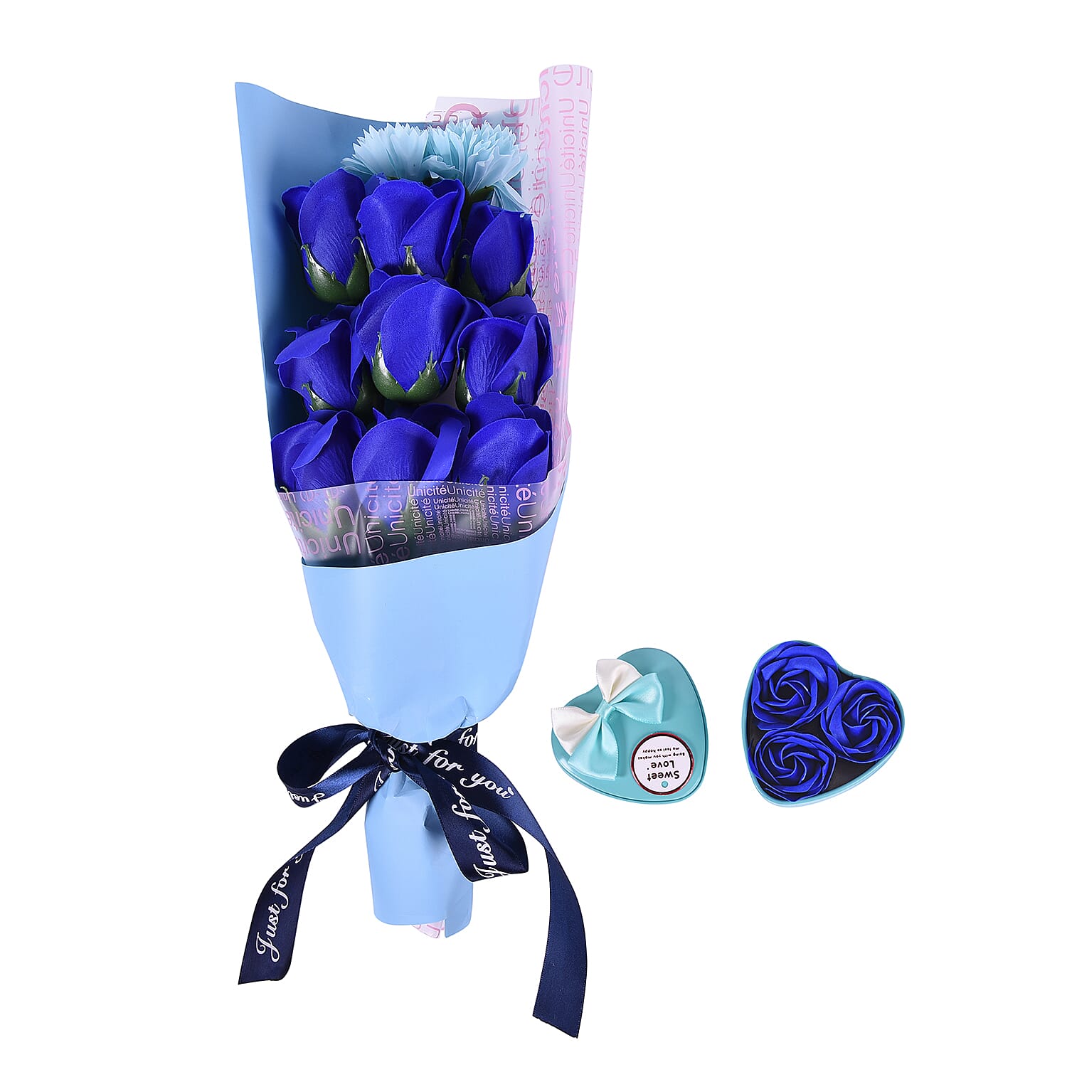 Bouquet of flowers -  Imitation Soap Rose in a Box - Blue