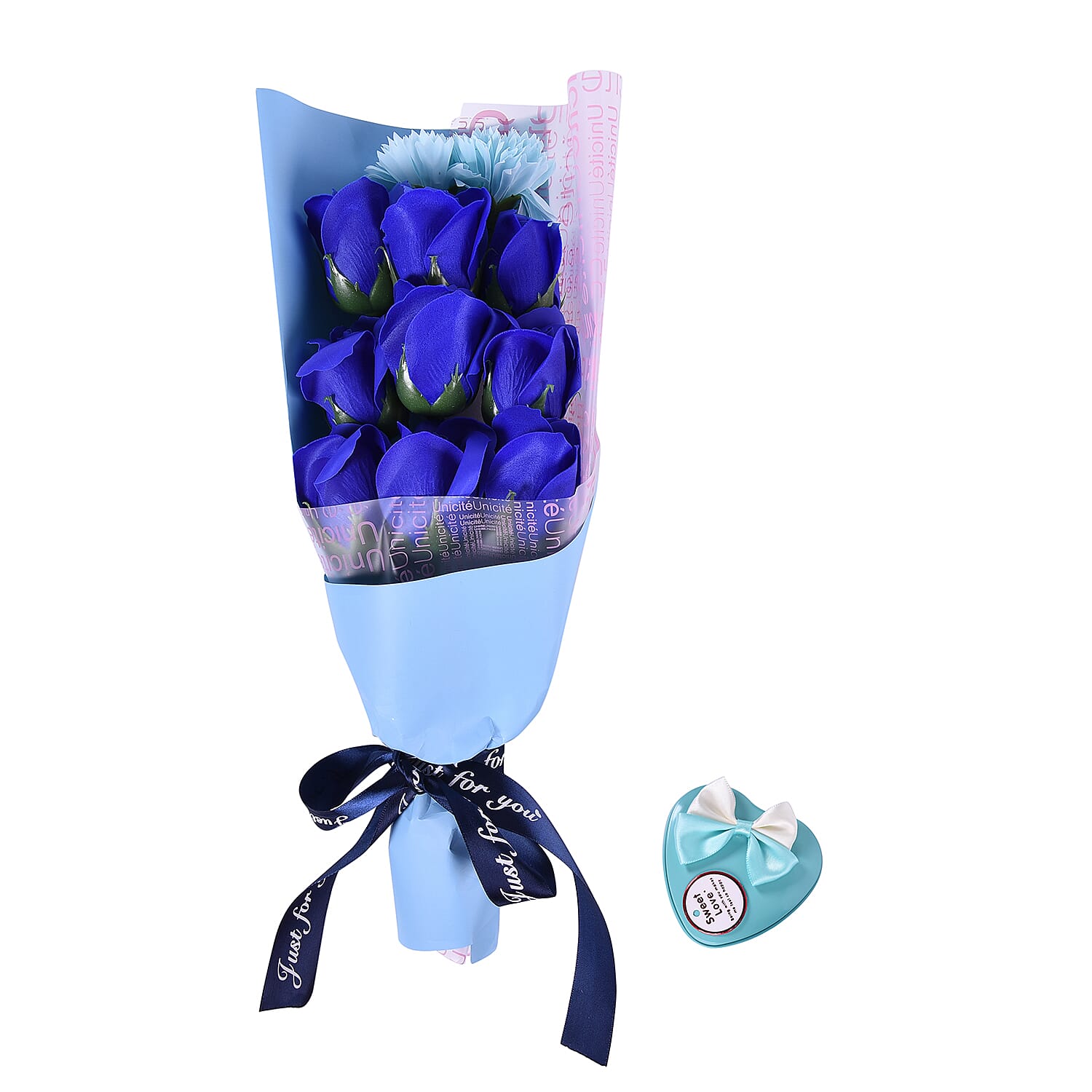 Bouquet of flowers -  Imitation Soap Rose in a Box - Blue