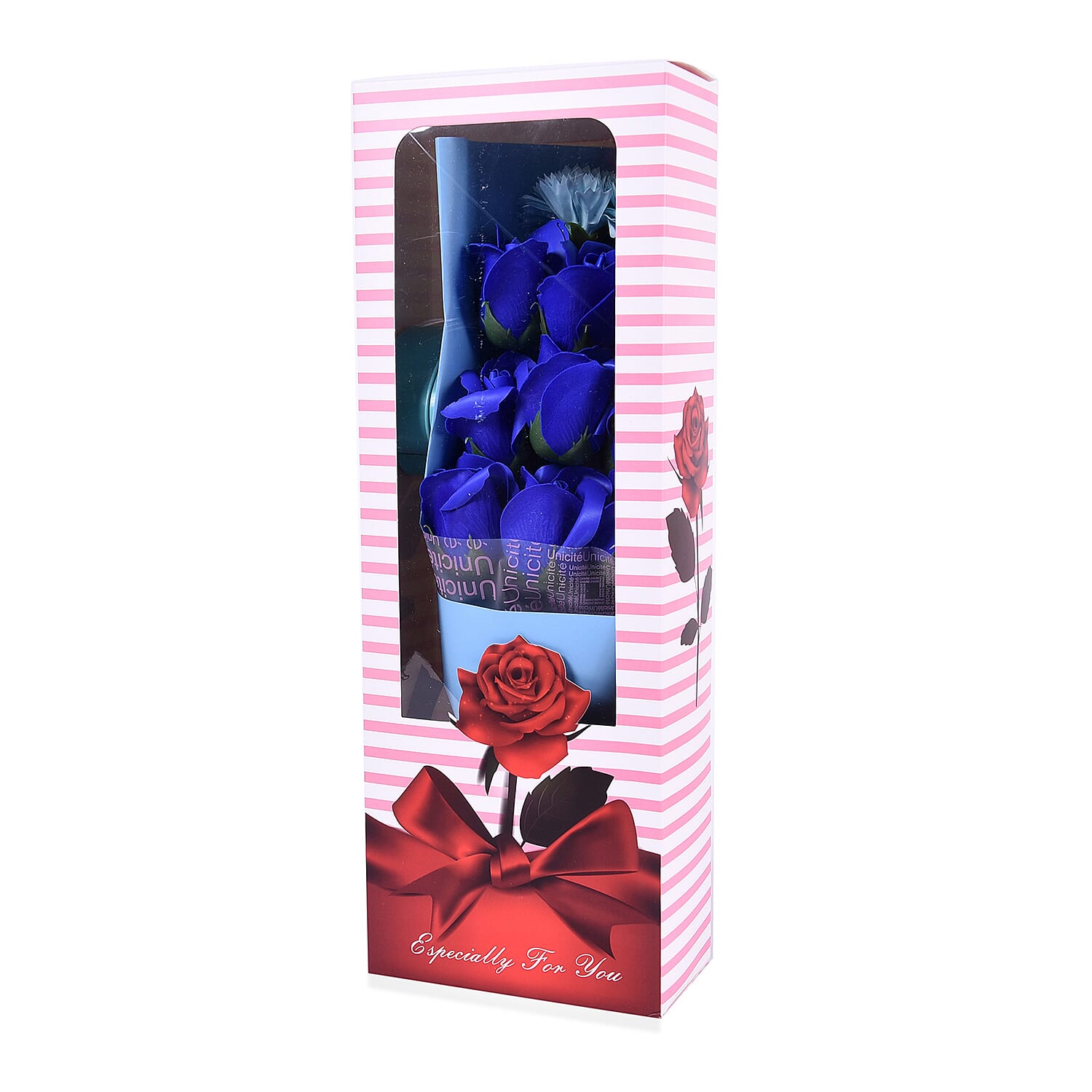 Bouquet of flowers -  Imitation Soap Rose in a Box - Blue