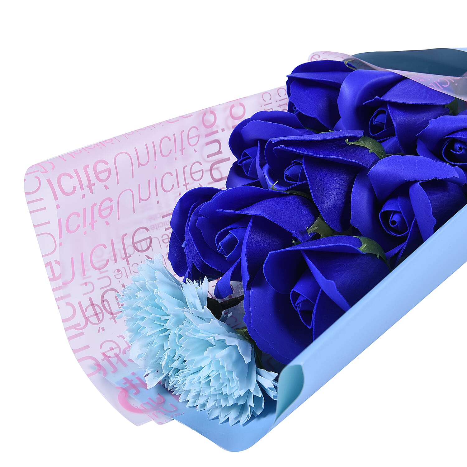 Bouquet of flowers -  Imitation Soap Rose in a Box - Blue