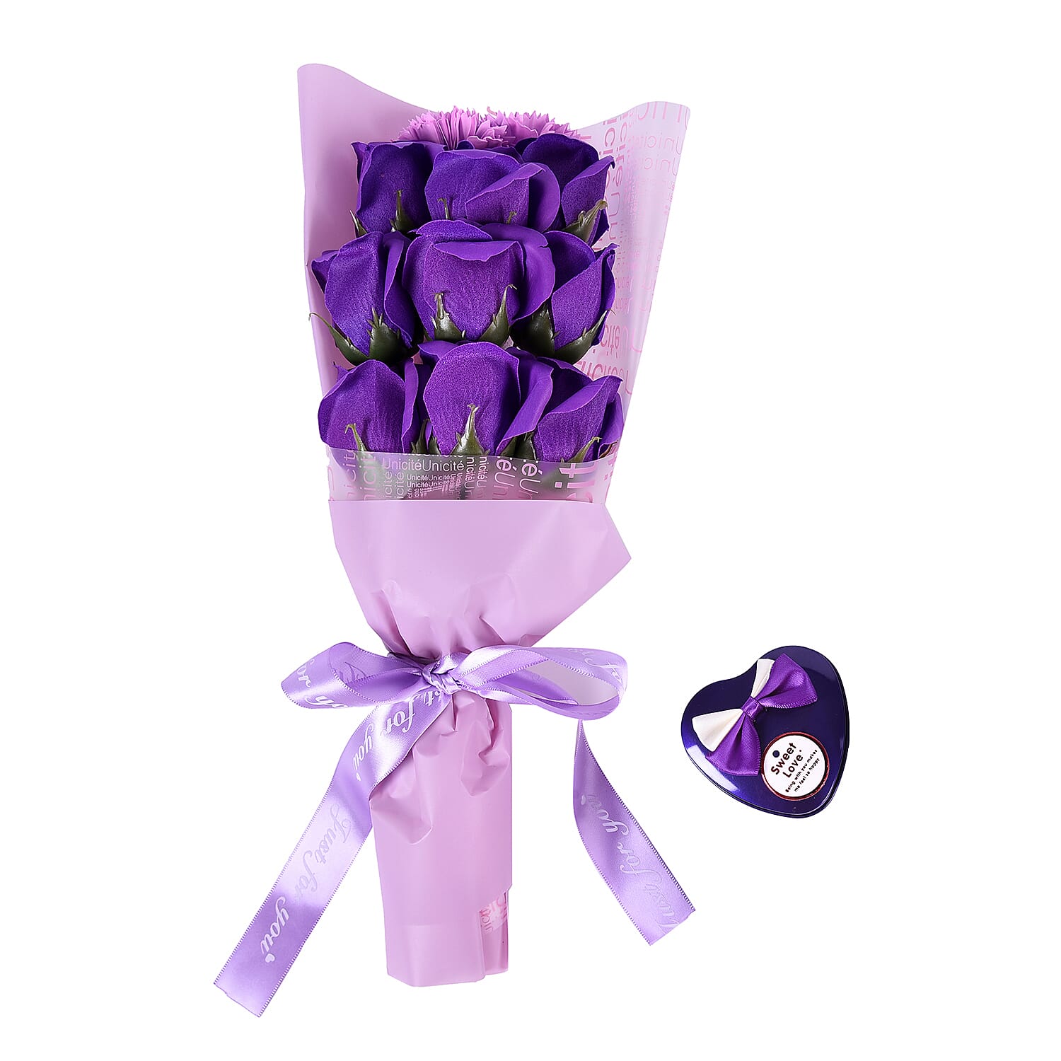 Bouquet of flowers -  Imitation Soap Rose in a Box - Purple