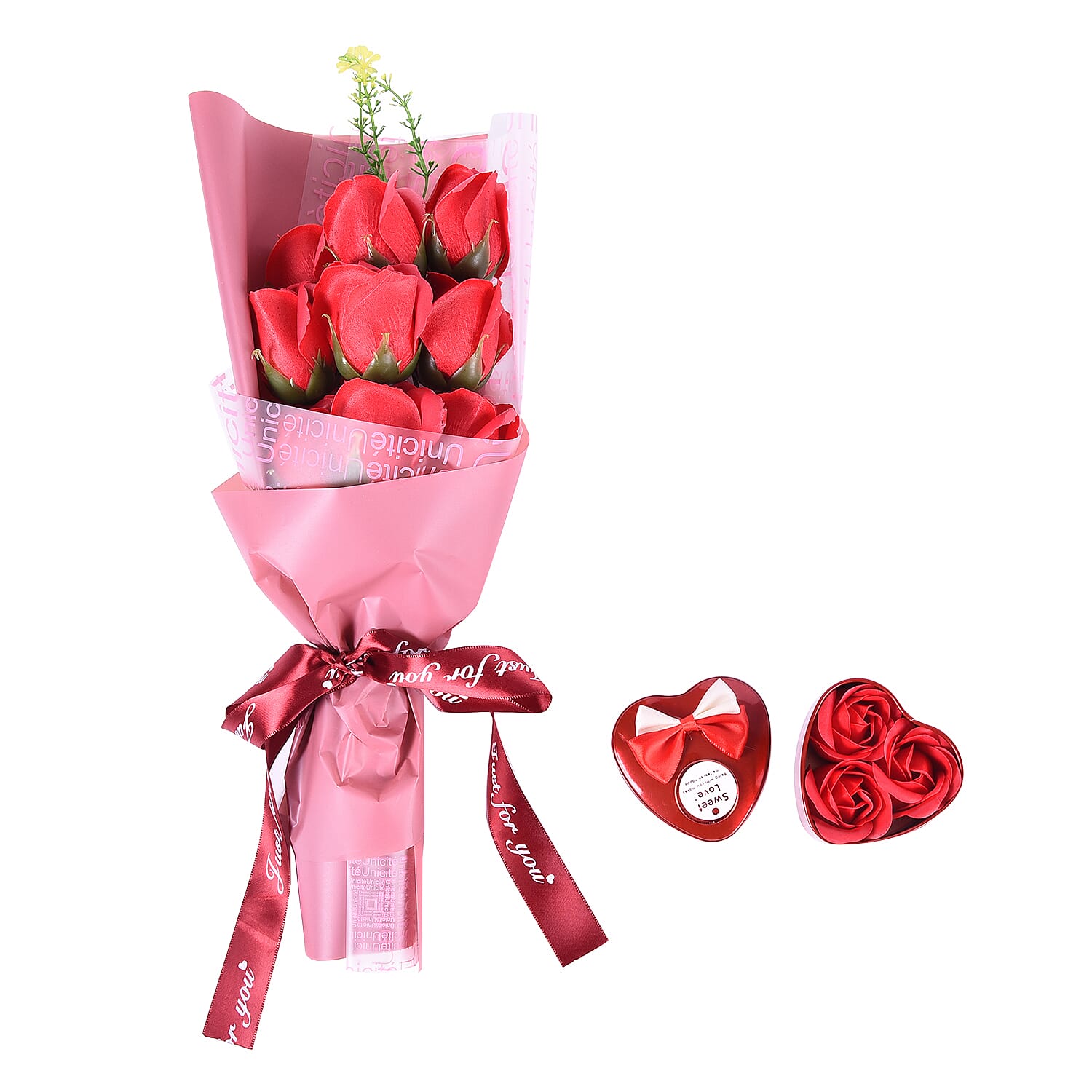 Bouquet of Flowers -  Imitation Soap Rose in a Box - Red