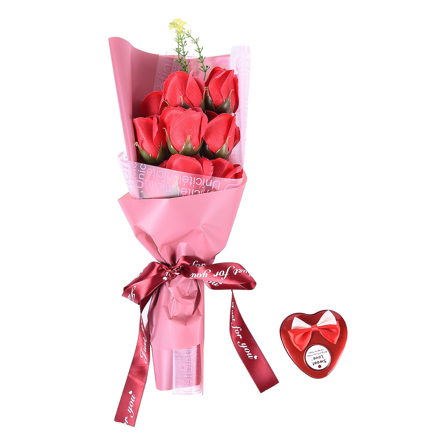 Bouquet of Flowers -  Imitation Soap Rose in a Box - Red