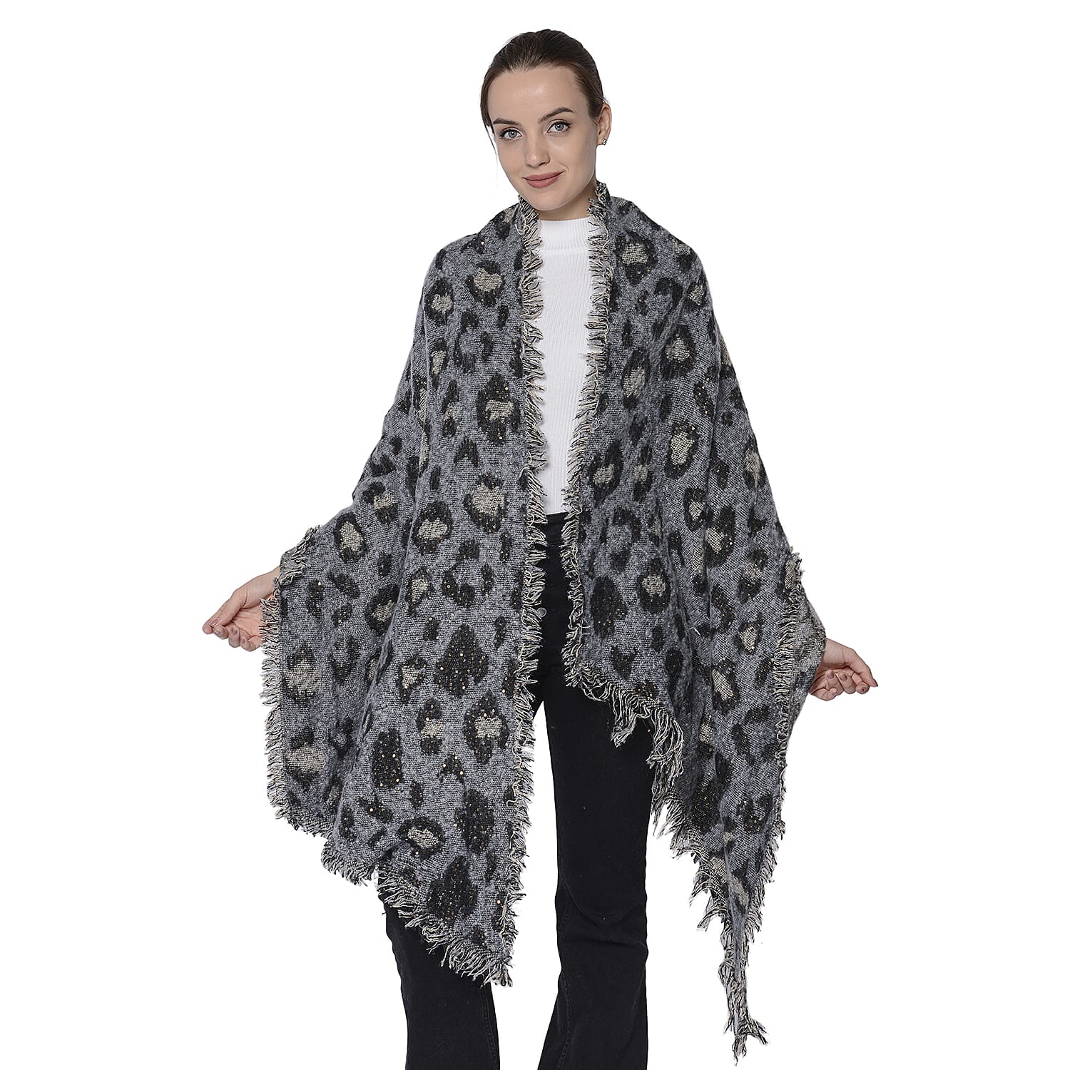 Blue Leopard Print Scarf (Size 60x210cm)