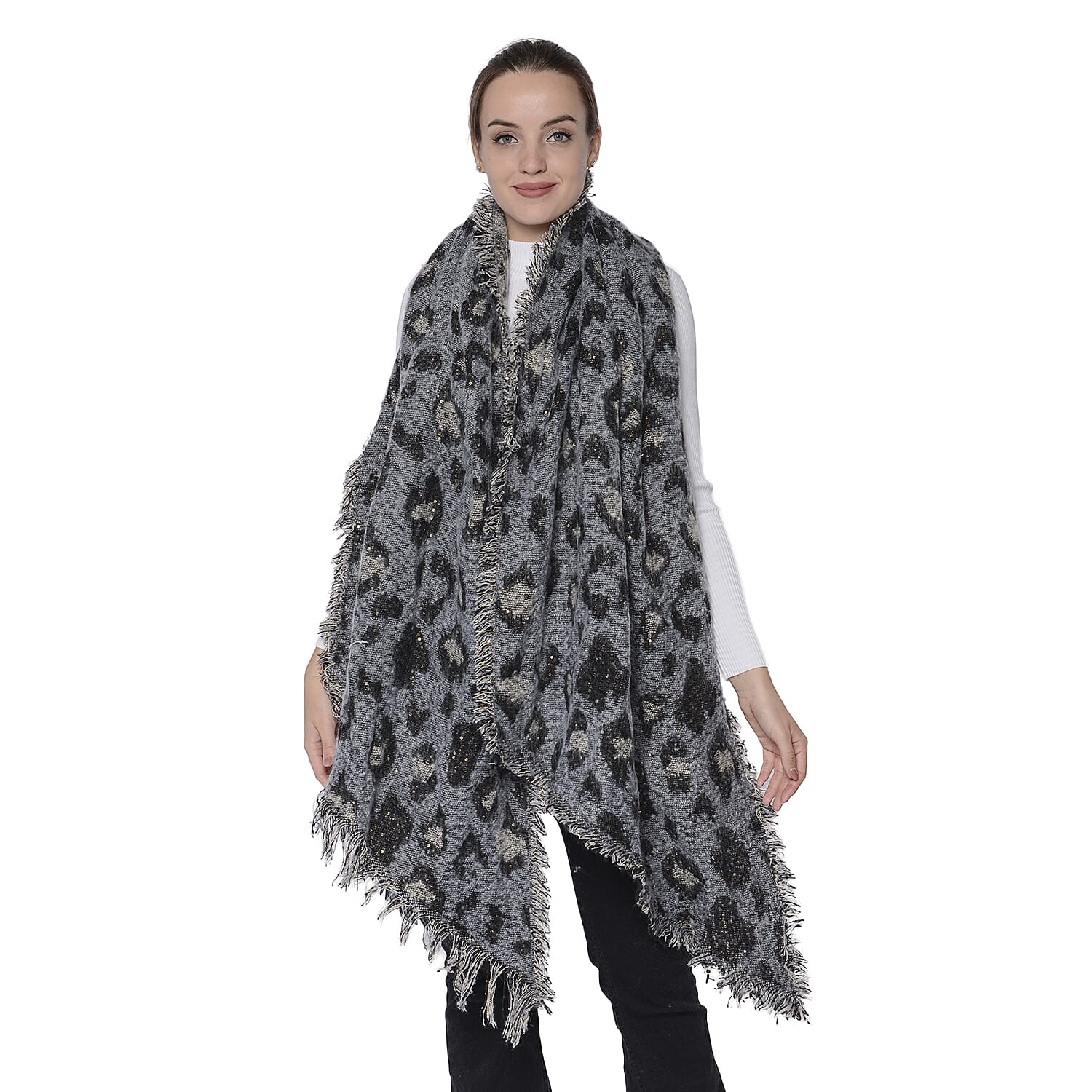 Blue Leopard Print Scarf (Size 60x210cm)