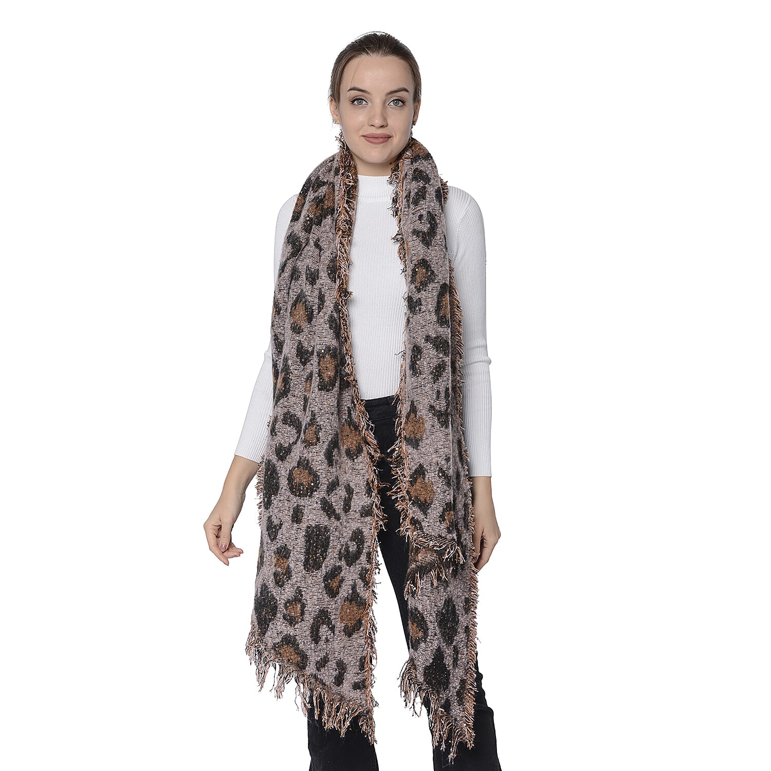 Pink Leopard Print Scarf (Size 60x210cm)
