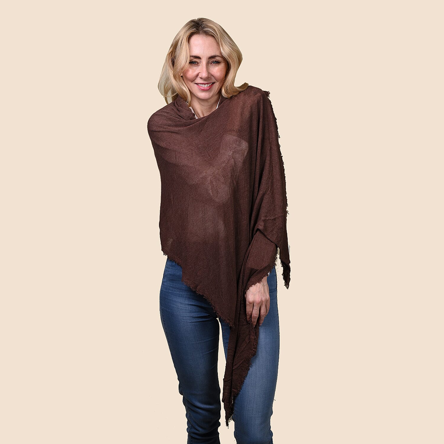 FIORUCCI Coffee Colour Scarf (Size 180x60cm)