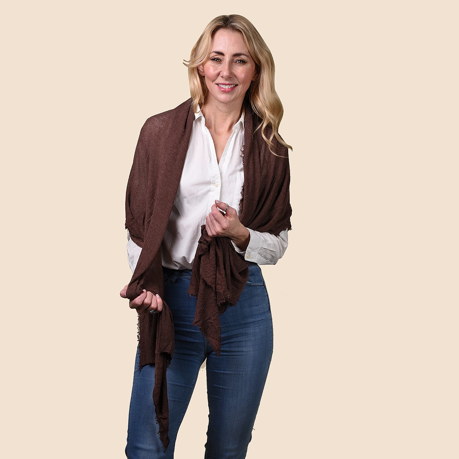 FIORUCCI Coffee Colour Scarf (Size 180x60cm)