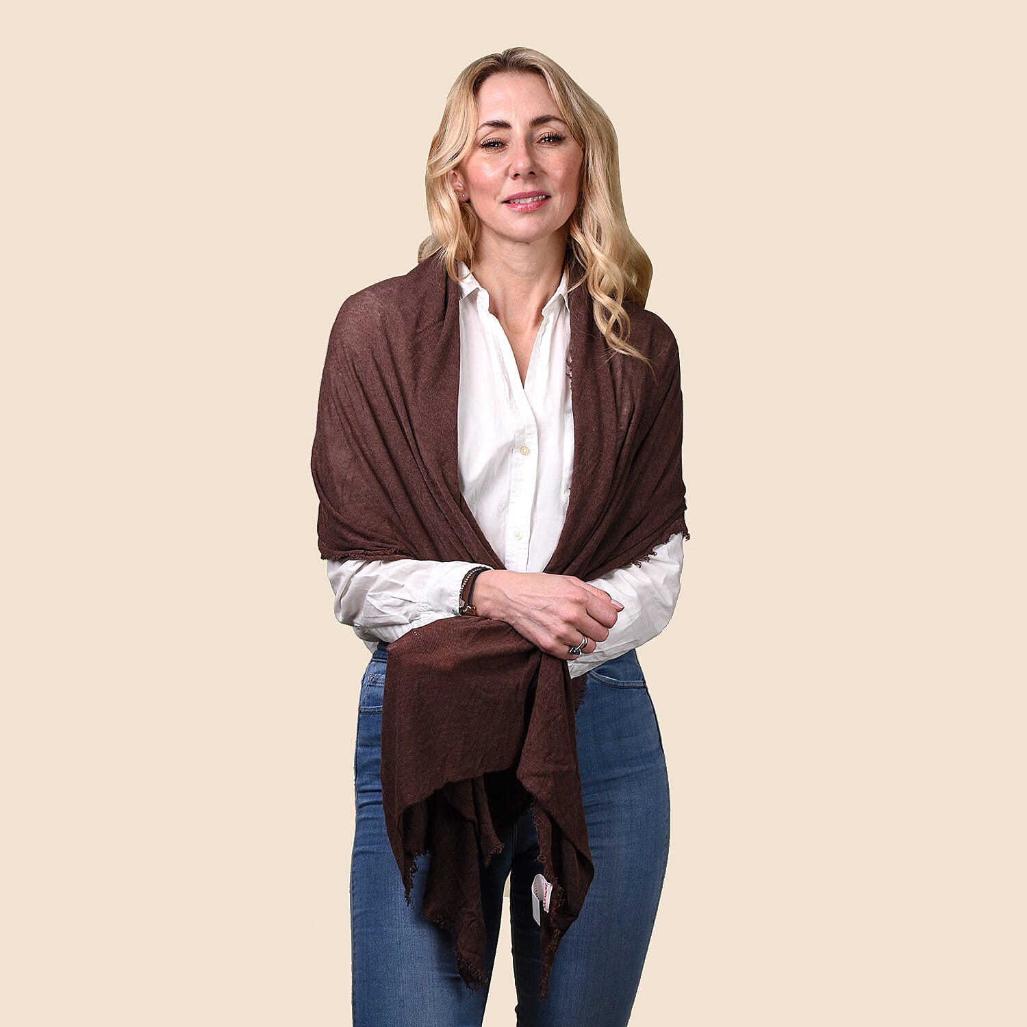 FIORUCCI Coffee Colour Scarf (Size 180x60cm)