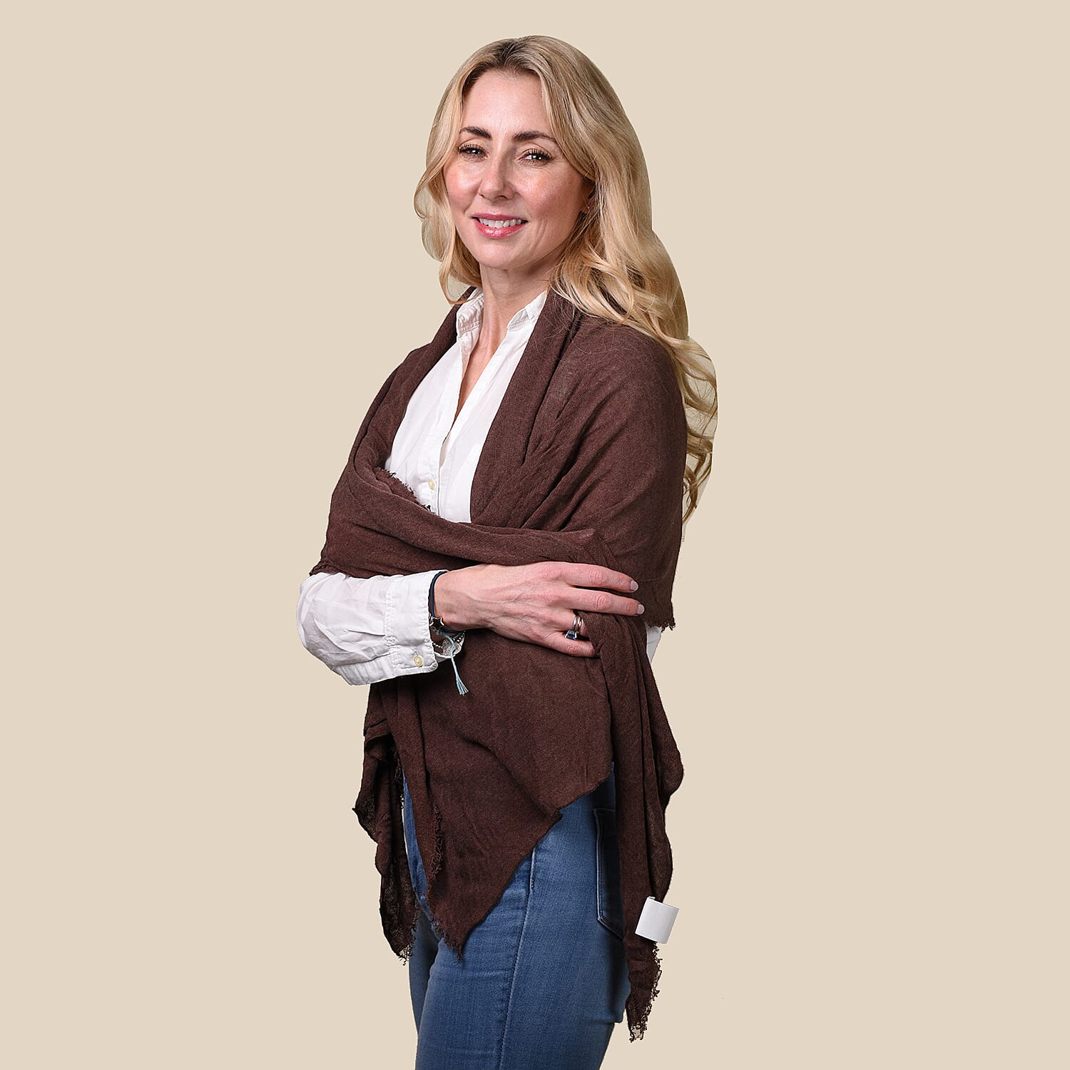 FIORUCCI Coffee Colour Scarf (Size 180x60cm)