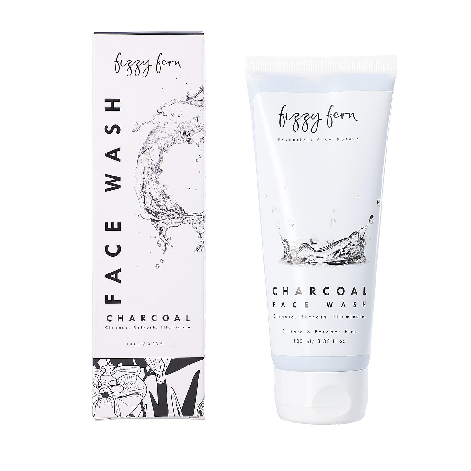 Fizzy Fern Charcoal Face Wash Sulfate - Paraben Free with Turmeric and Amla