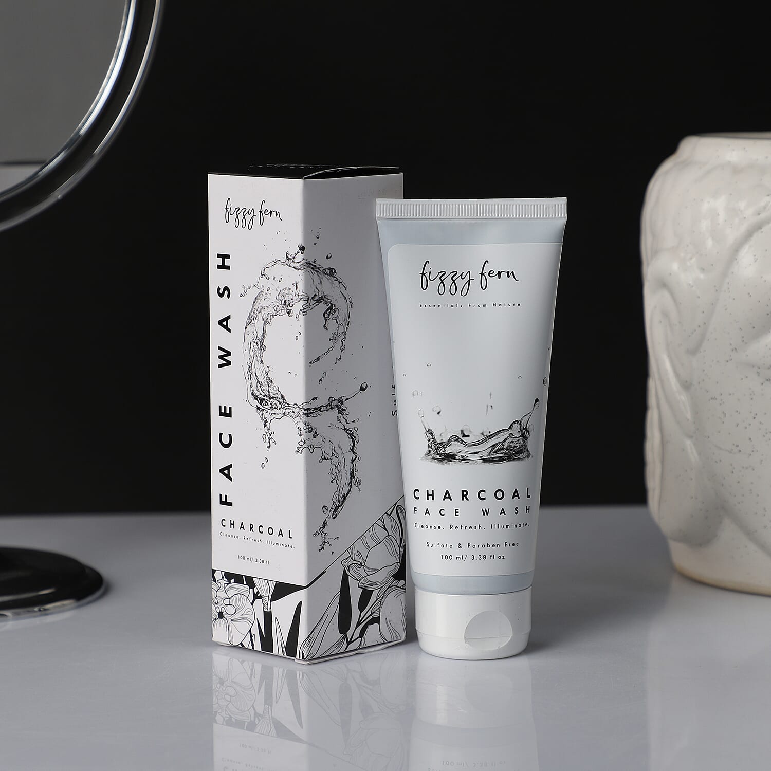 Fizzy Fern Charcoal Face Wash Sulfate - Paraben Free with Turmeric and Amla