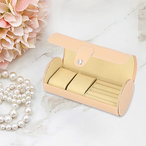 Unique Roll Style Watch and Jewellery Storage Box (Size 9x19.5cm) - Peach