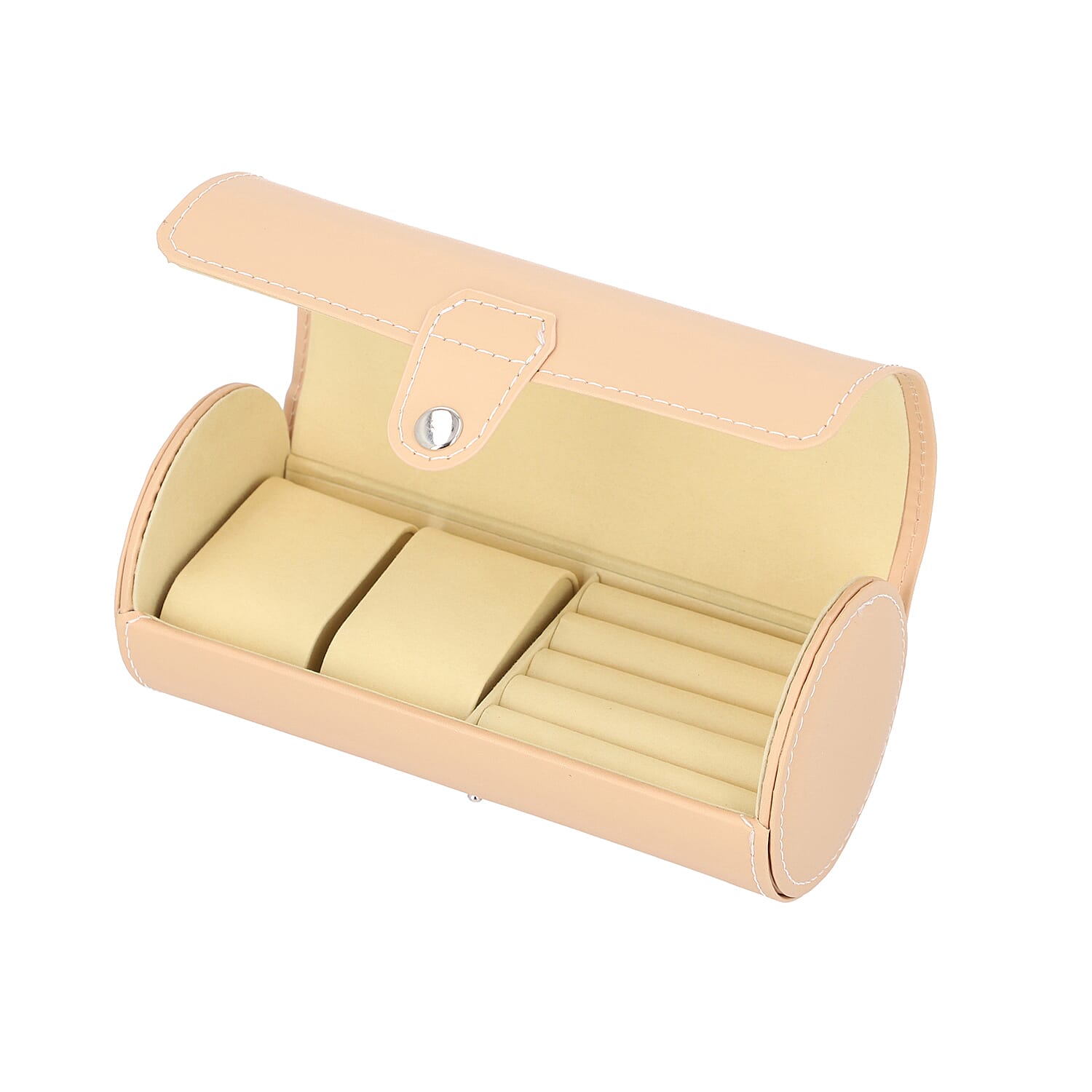 Unique Roll Style Watch and Jewellery Storage Box (Size 9x19.5cm) - Peach