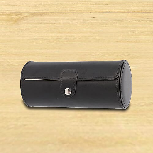 Unique Roll Style Watch and Jewellery Storage Box (Size 9x19.5cm) - Black