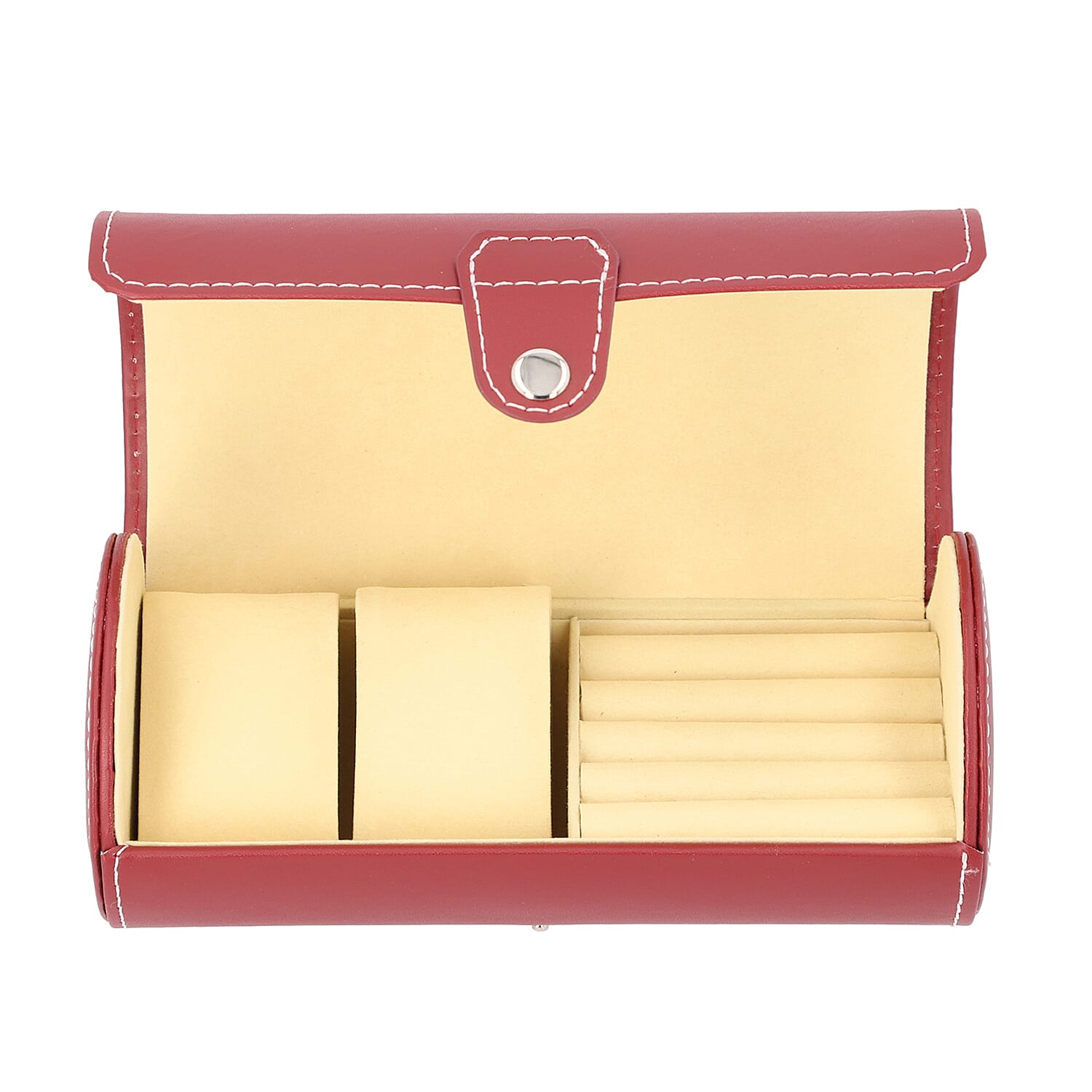 Unique Roll Style Watch and Jewellery Storage Box (Size 9x19.5cm) - Red