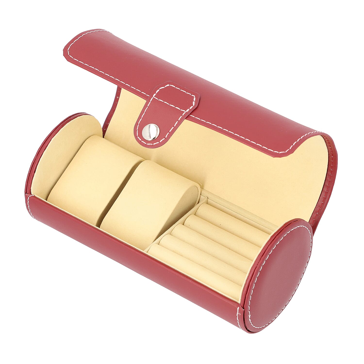 Unique Roll Style Watch and Jewellery Storage Box (Size 9x19.5cm) - Red
