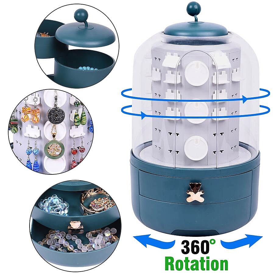 New Concept- 360 Degree Rotating Swivel Jewellery Organizer (30x20cm) - Green