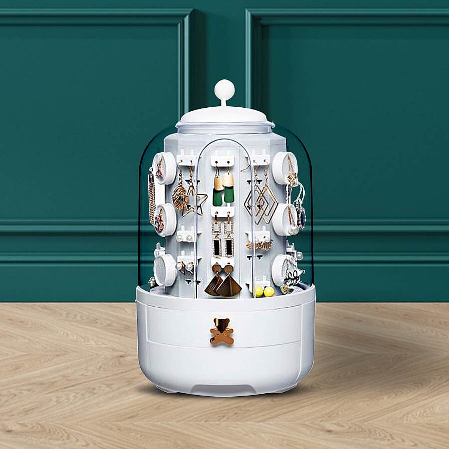 New Concept- 360 Degree Rotating Swivel Jewellery Organizer (30x20cm) - White