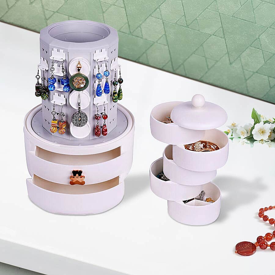 New Concept- 360 Degree Rotating Swivel Jewellery Organizer (30x20cm) - White