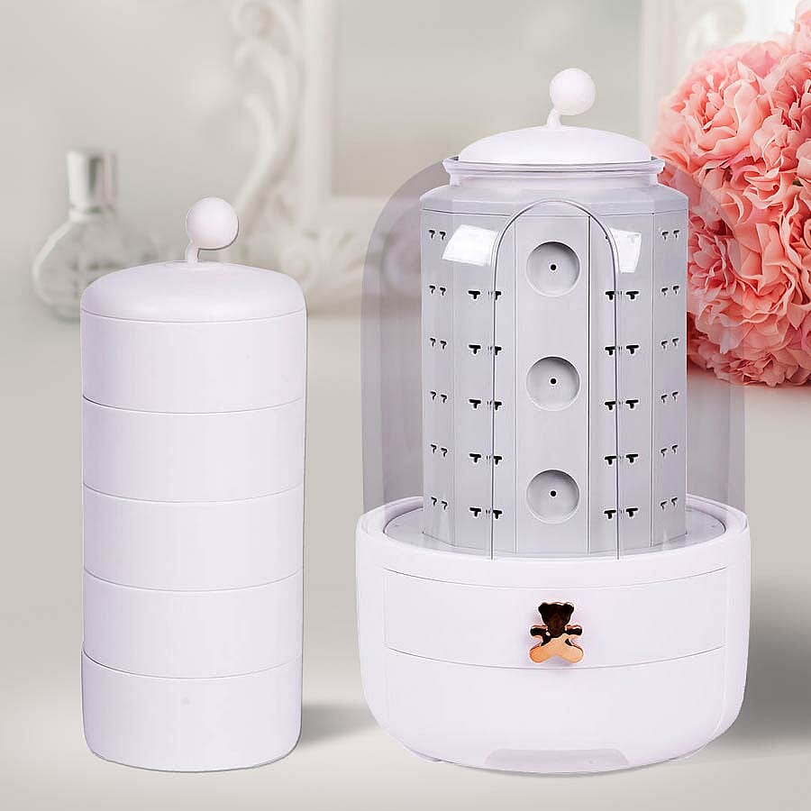 New Concept- 360 Degree Rotating Swivel Jewellery Organizer (30x20cm) - White