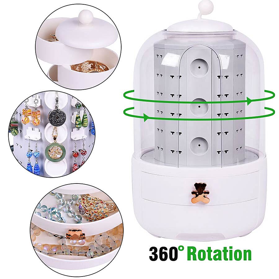 New Concept- 360 Degree Rotating Swivel Jewellery Organizer (30x20cm) - White