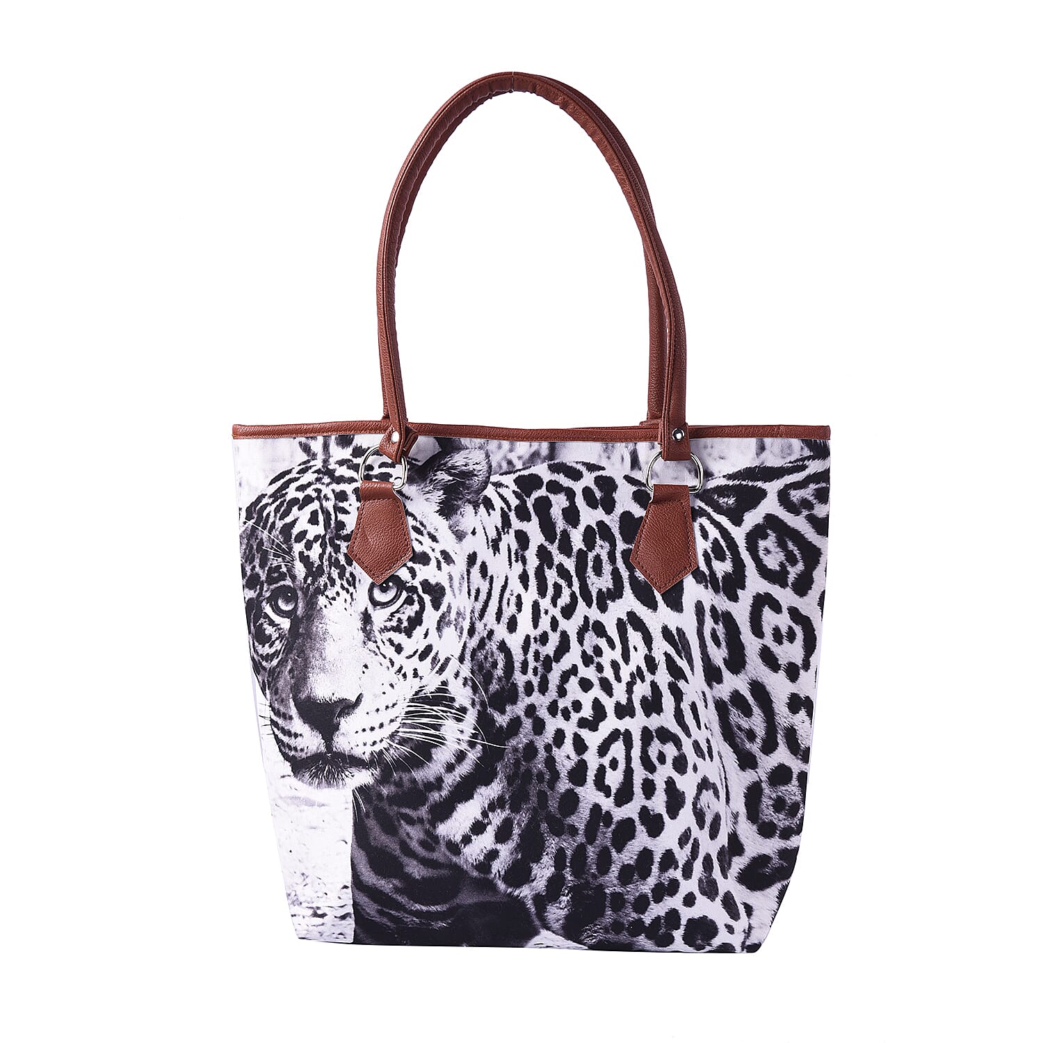 White and Black Leopard Print Tote Bag (42x11x36cm)