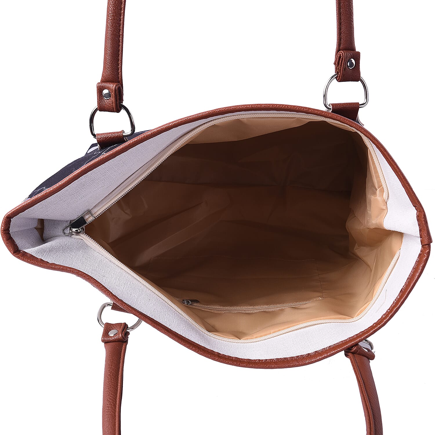 Black Leopard Themed Checker Print Tote Bag (42x11x36cm)