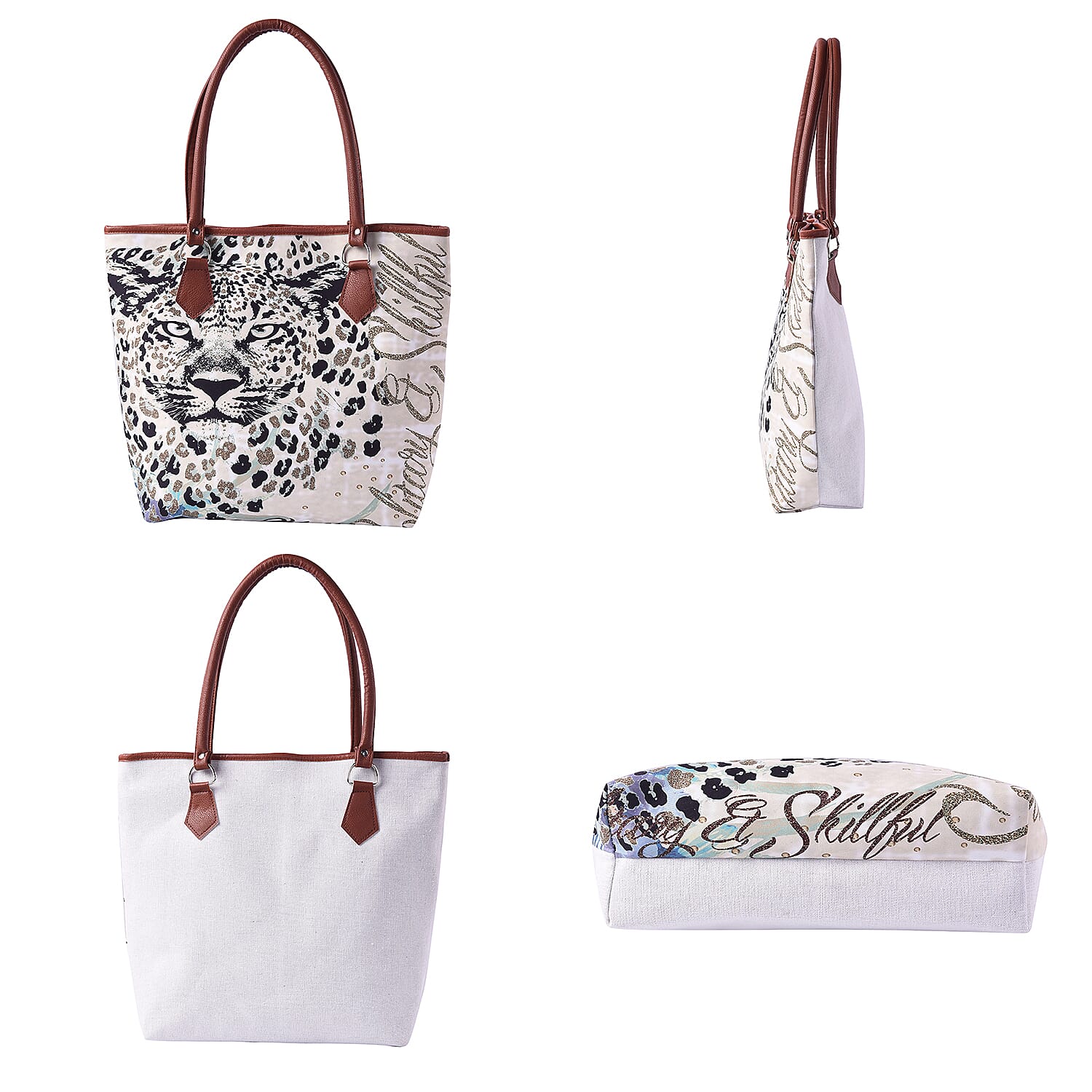 Yellow Leopard Print Tote Bag (42x11x36cm)