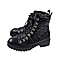 Black Ladies Lace-Up Quilted Ankle Boots