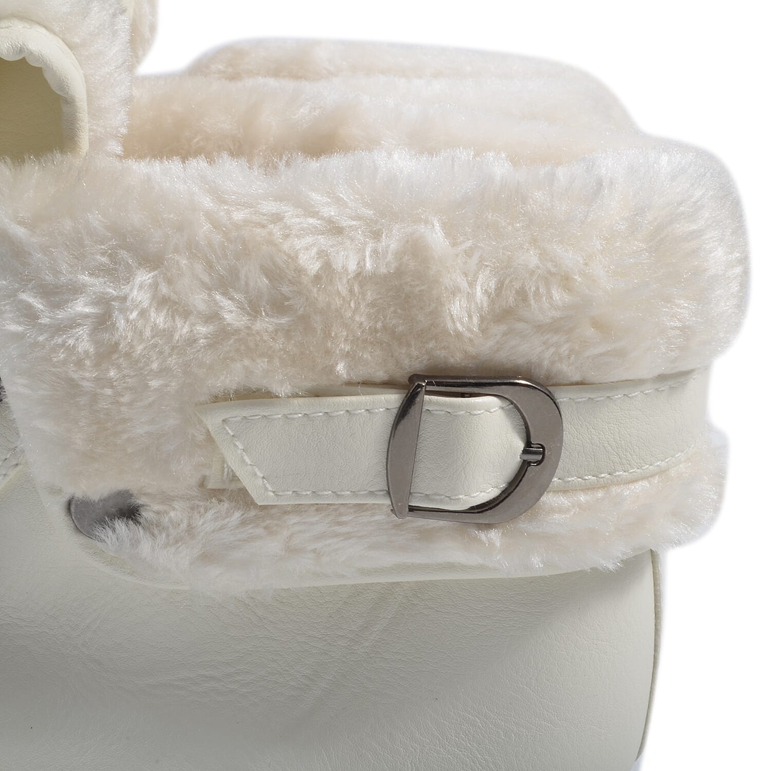 Womens Flat Faux Fur Lined Grip Sole Winter Ankle Boots (Size 3) - White