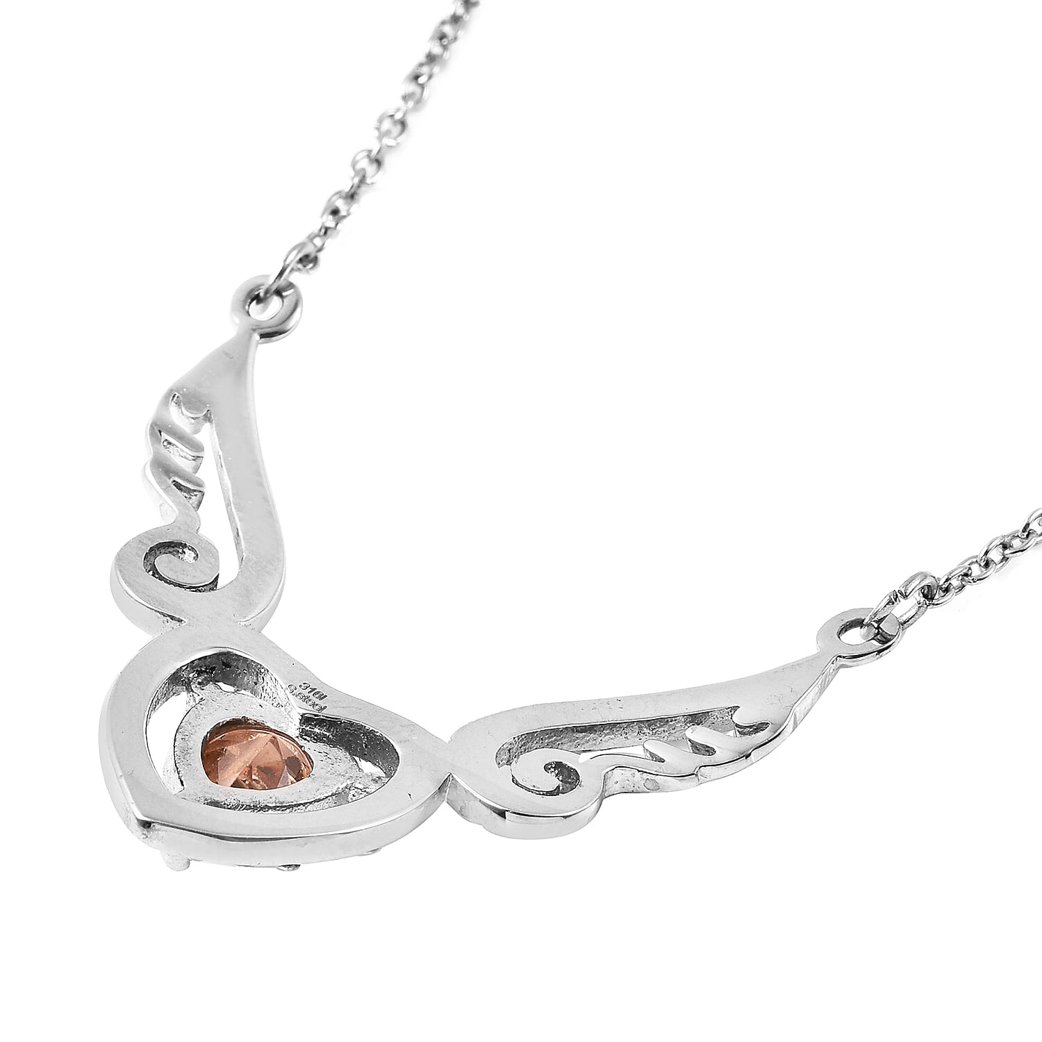 Simulated Champagne Diamond and White Austrian Crystal Necklace (Size 20) in Stainless Steel