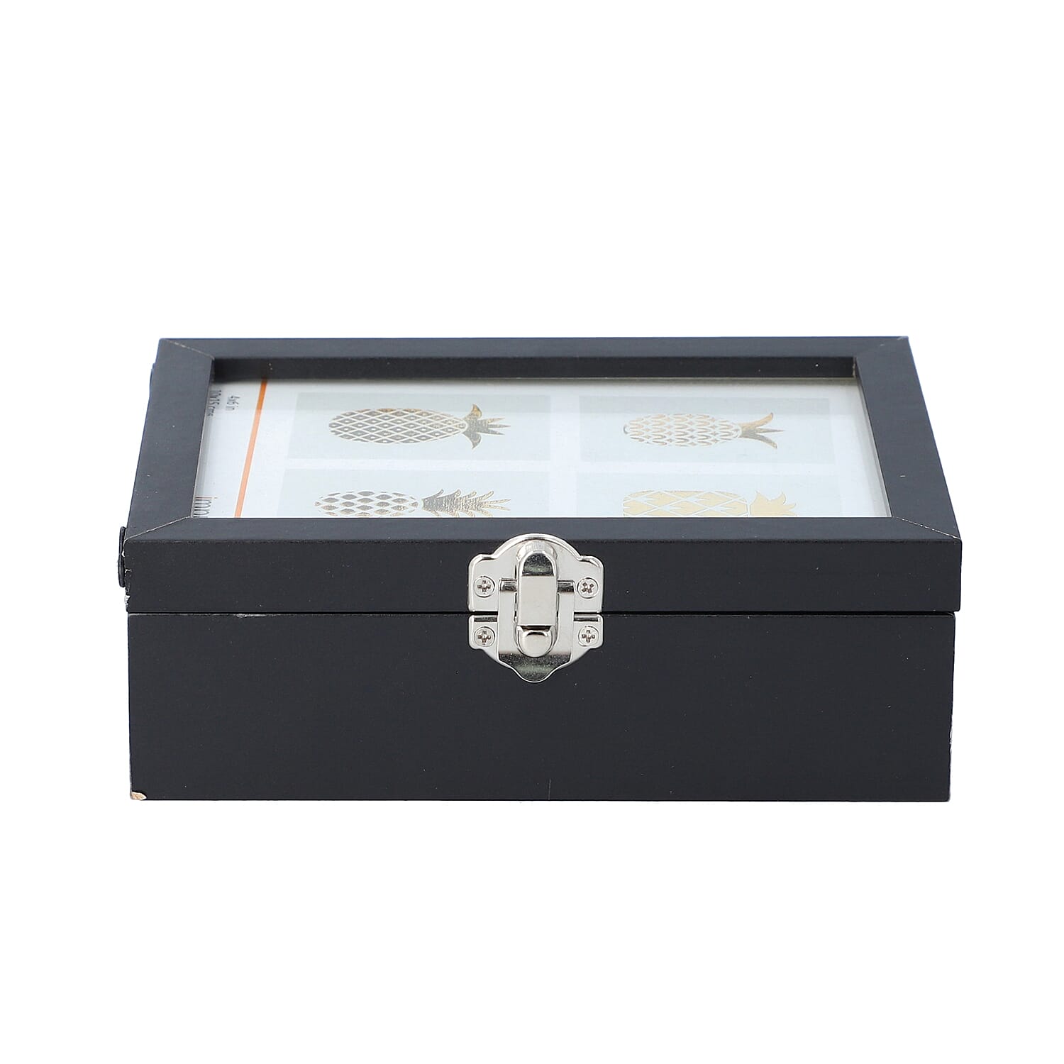 Black Colour Jewellery Box with Photo Frame on Top, Mirror Inside and Latch Clip (16x11.5x5.5cm)