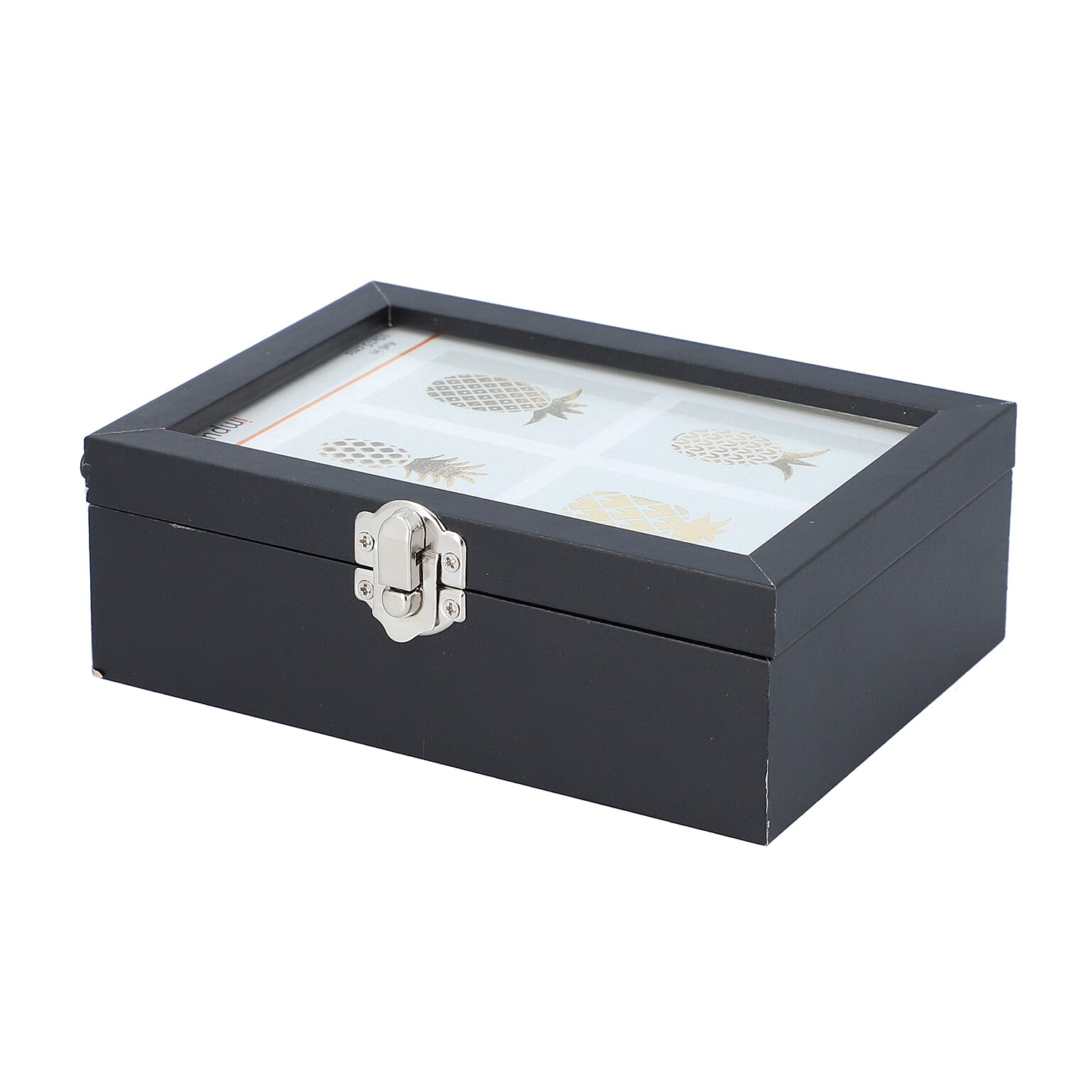 Black Colour Jewellery Box with Photo Frame on Top, Mirror Inside and Latch Clip (16x11.5x5.5cm)