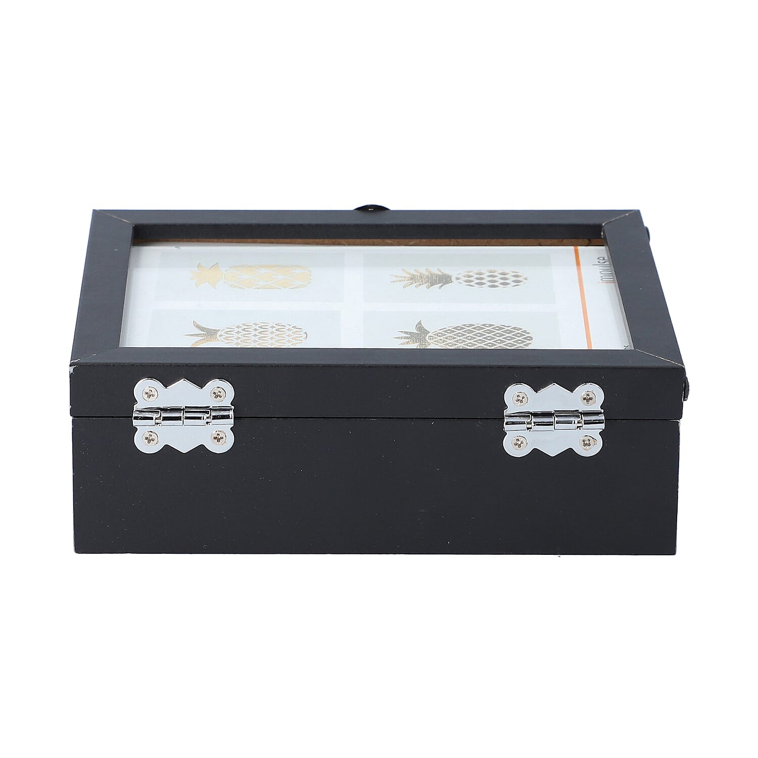 Black Colour Jewellery Box with Photo Frame on Top, Mirror Inside and Latch Clip (16x11.5x5.5cm)