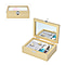 Gold Colour Jewellery Box with Photo Frame on Top, Mirror Inside and Latch Clip (16x11.5x5.5cm)