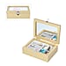 Gold Colour Jewellery Box with Photo Frame on Top, Mirror Inside and Latch Clip (16x11.5x5.5cm)