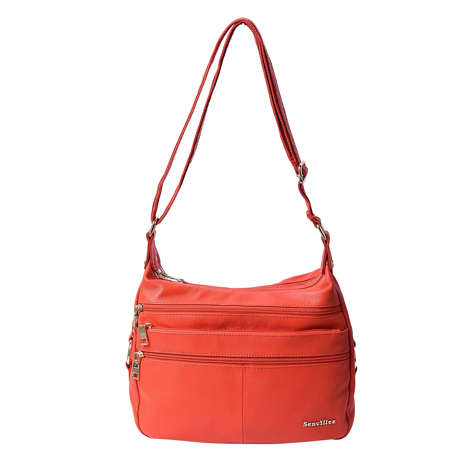 SENCILLEZ Multi Pocket 100% Genuine Leather Crossbody Bag - Blue