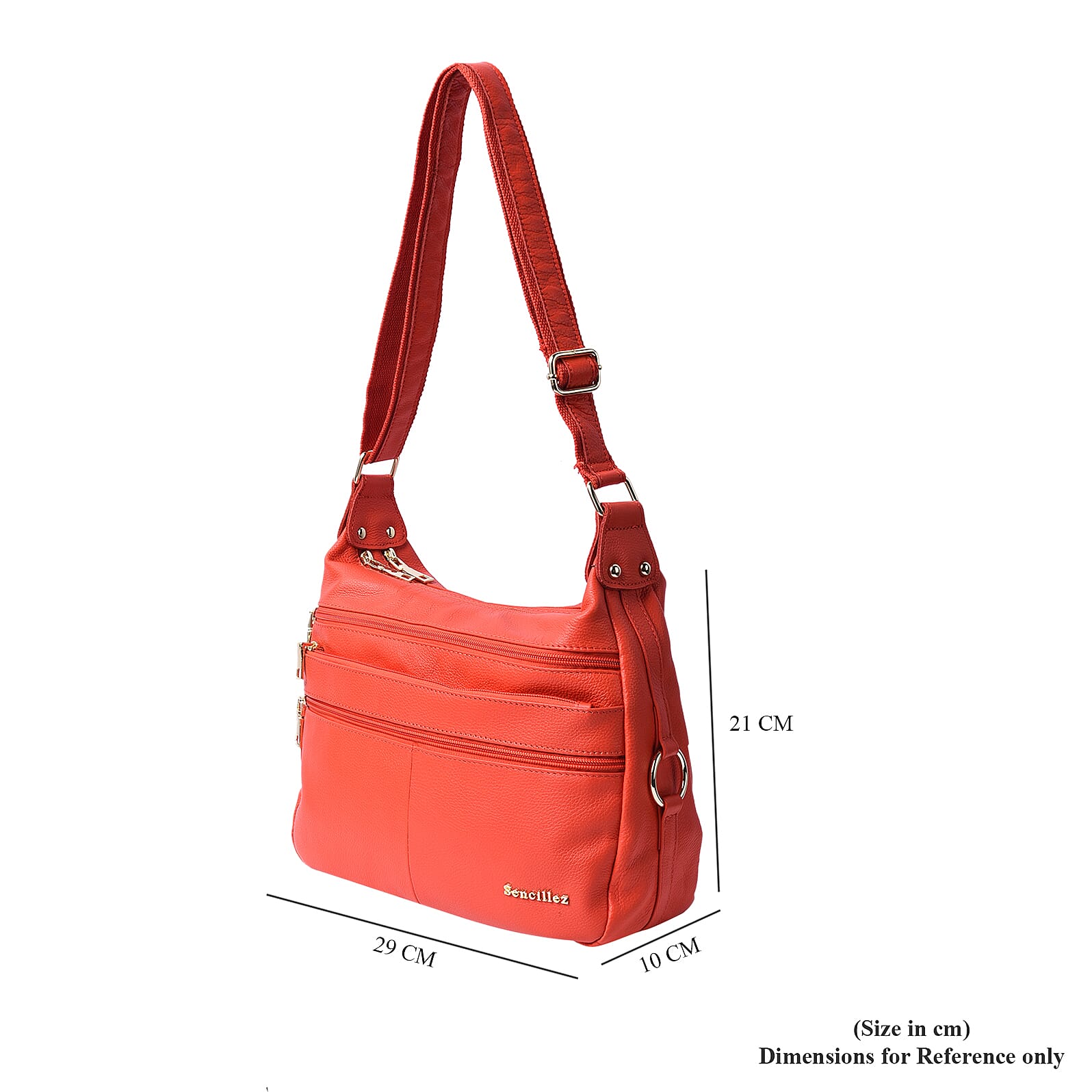 SENCILLEZ Multi Pocket 100% Genuine Leather Crossbody Bag - Blue