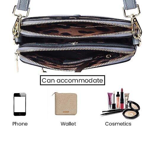 Sencillez 100% Genuine Leather Crossbody Bag with Adjustable Shoulder Strap in Blue