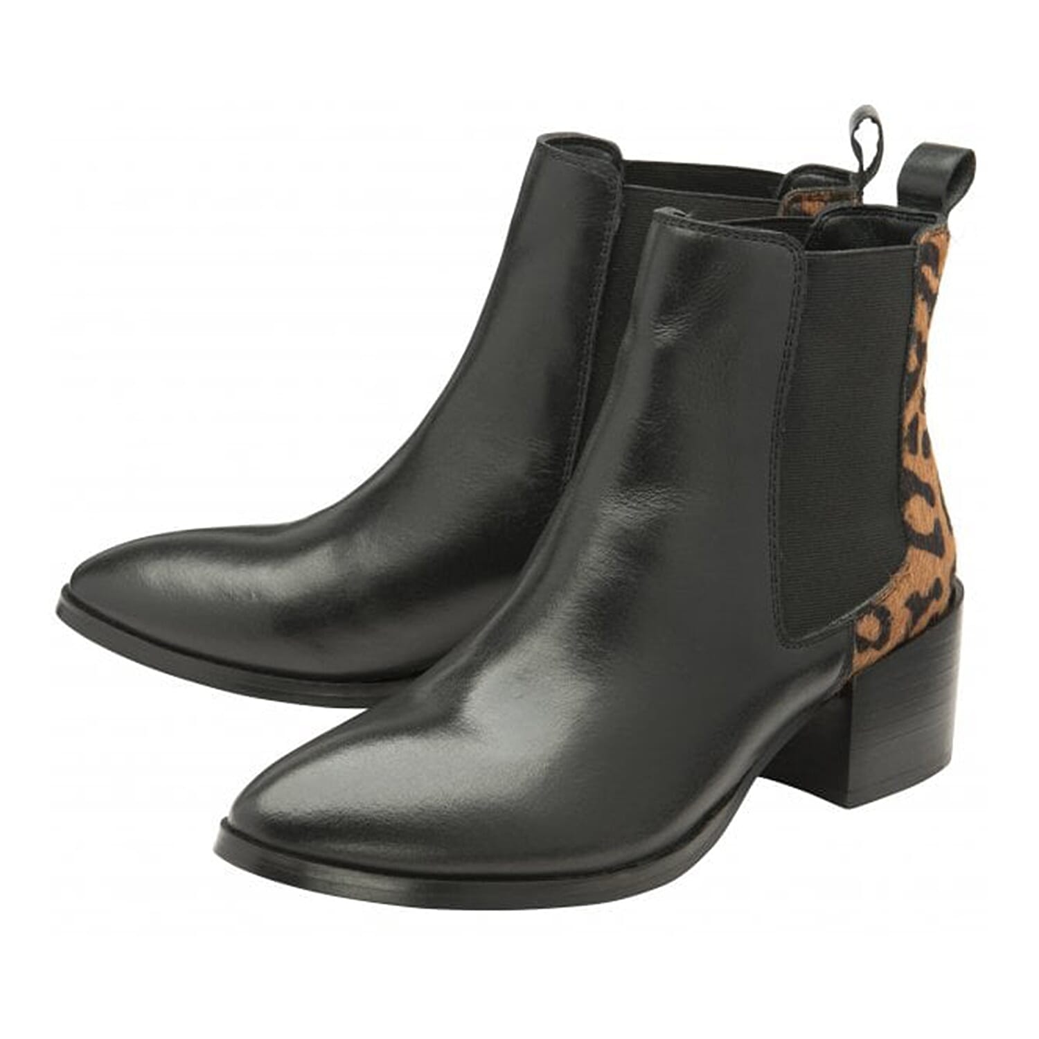 Ravel Saxmon Leather Ankle Boots with Leopard Print Details (Size 3) - Black