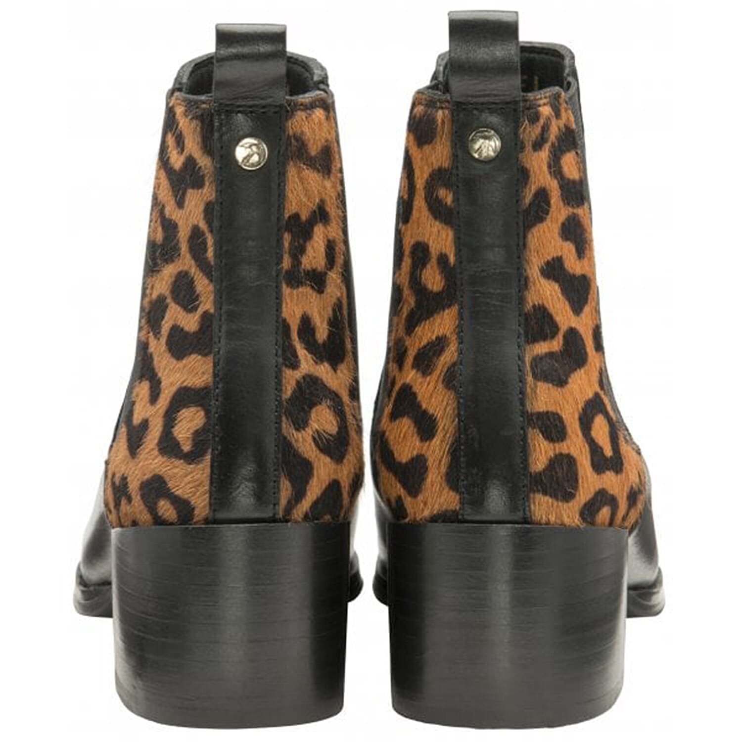 Ravel Saxmon Leather Ankle Boots with Leopard Print Details (Size 3) - Black