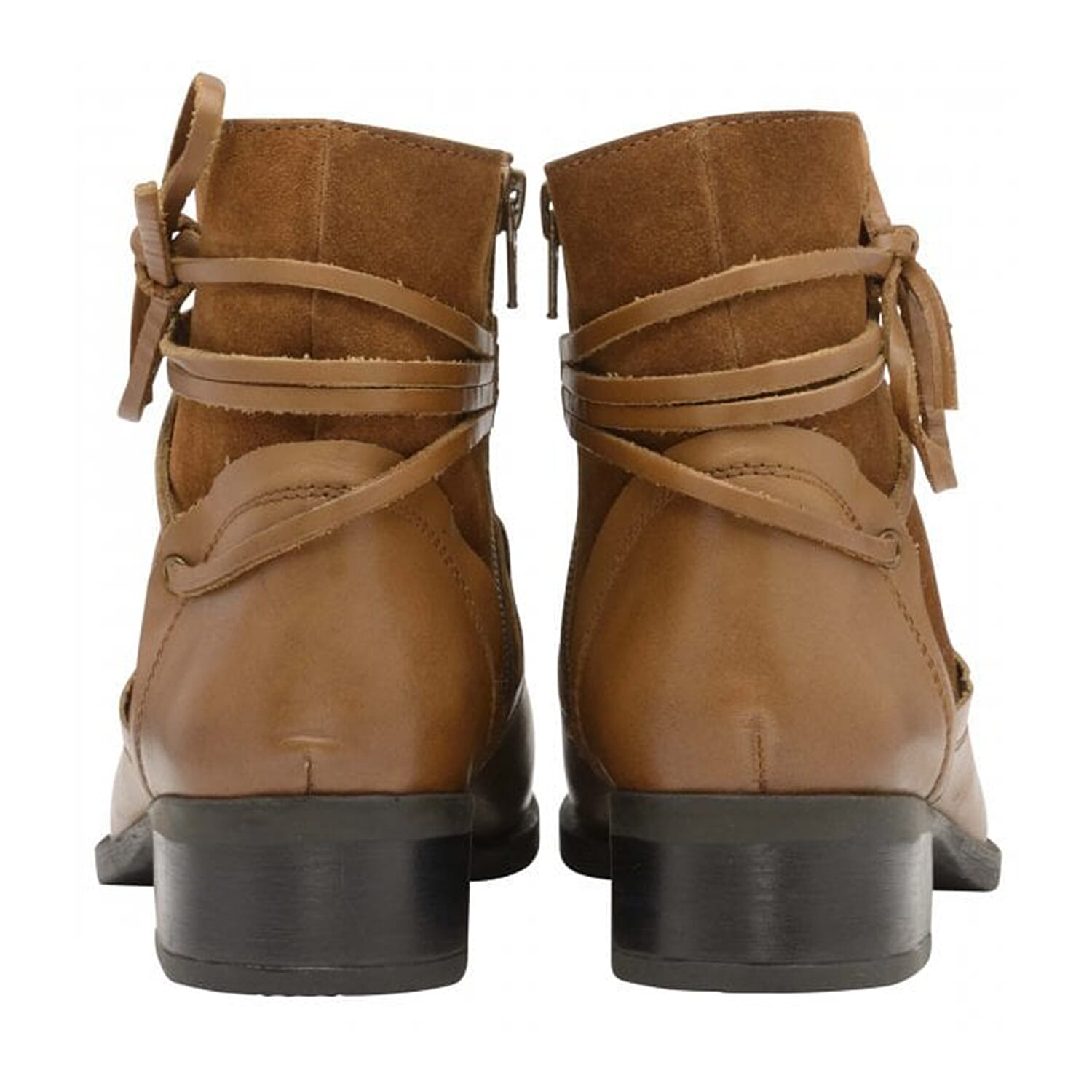 Ravel Marshall Leather Ankle Boots with Suede Details (Size 3) - Tan
