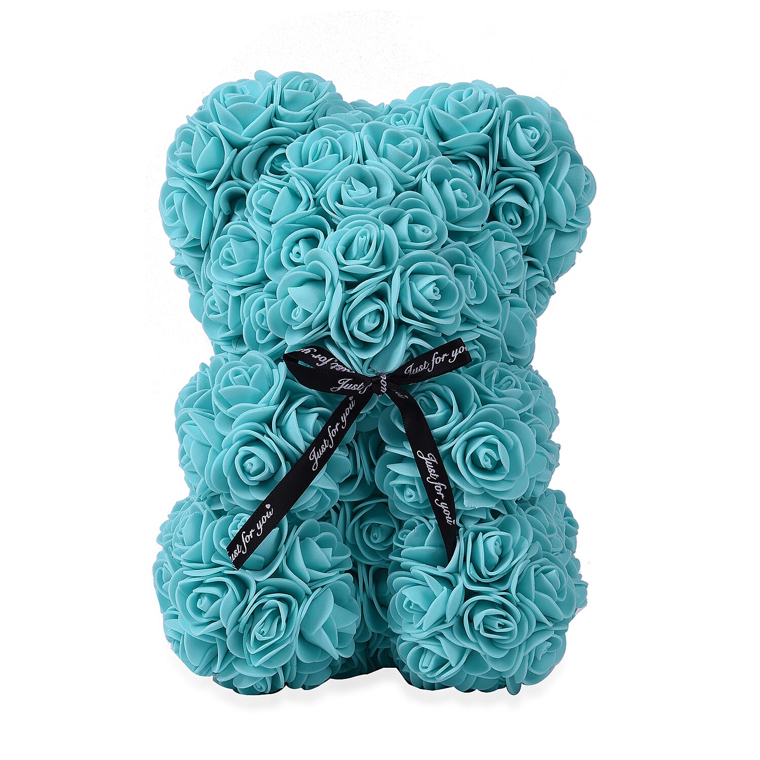 Lovely Rose Flower Bear with Bow Tie - Turquoise