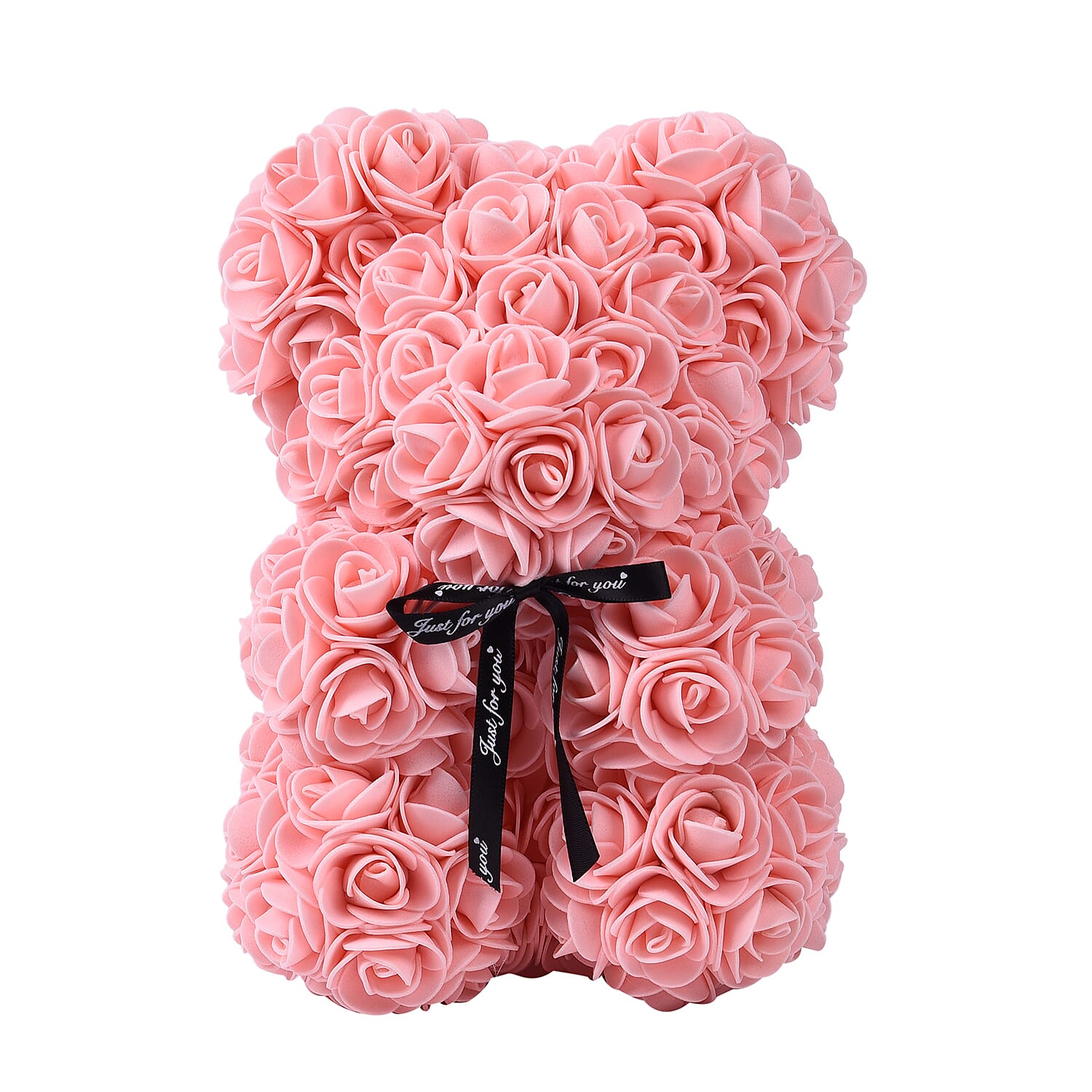 Lovely Rose Flower Bear with Bow Tie - Peach